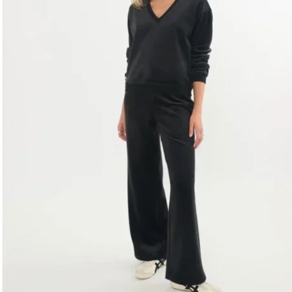 Black Corded Velour Pants